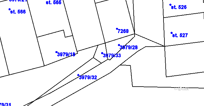 Parcela st. 3979/33 v KÚ Ostrožská Lhota, Katastrální mapa