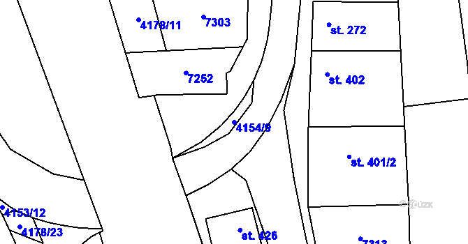 Parcela st. 4154/9 v KÚ Ostrožská Lhota, Katastrální mapa