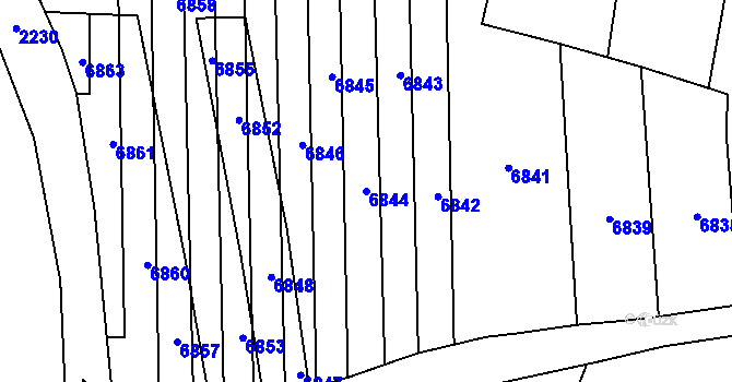 Parcela st. 6844 v KÚ Ostrožská Lhota, Katastrální mapa