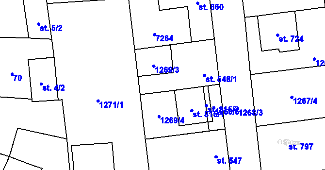 Parcela st. 548/2 v KÚ Ostrožská Lhota, Katastrální mapa