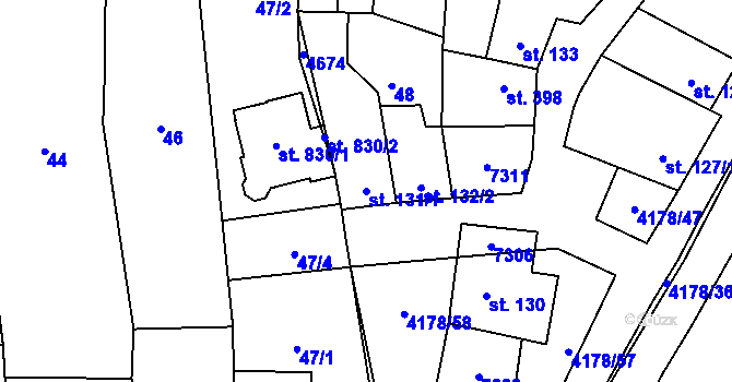 Parcela st. 131/1 v KÚ Ostrožská Lhota, Katastrální mapa