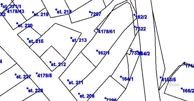 Parcela st. 162/1 v KÚ Ostrožská Lhota, Katastrální mapa