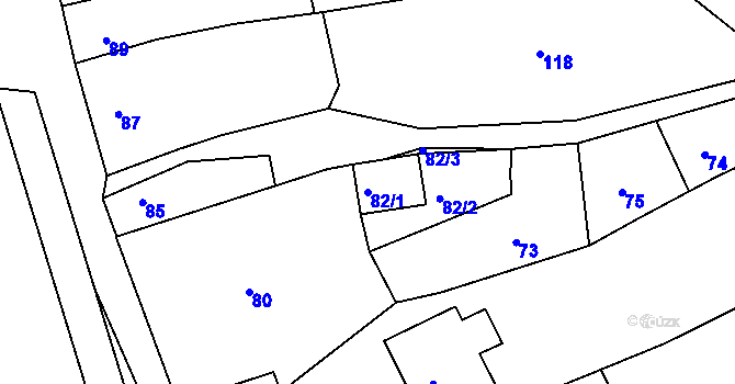 Parcela st. 82/1 v KÚ Chylice, Katastrální mapa