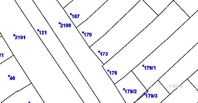 Parcela st. 173 v KÚ Chylice, Katastrální mapa