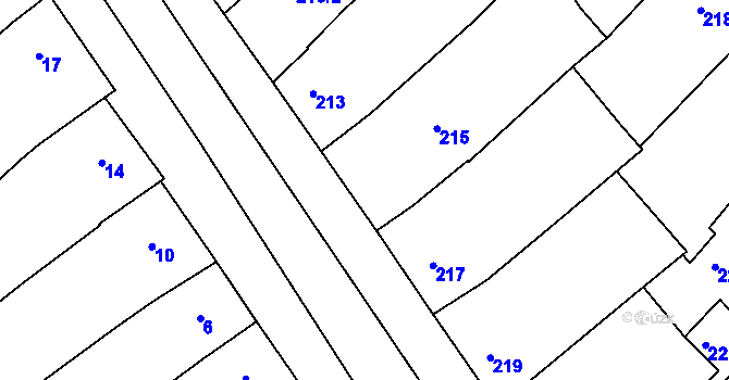 Parcela st. 215 v KÚ Chylice, Katastrální mapa