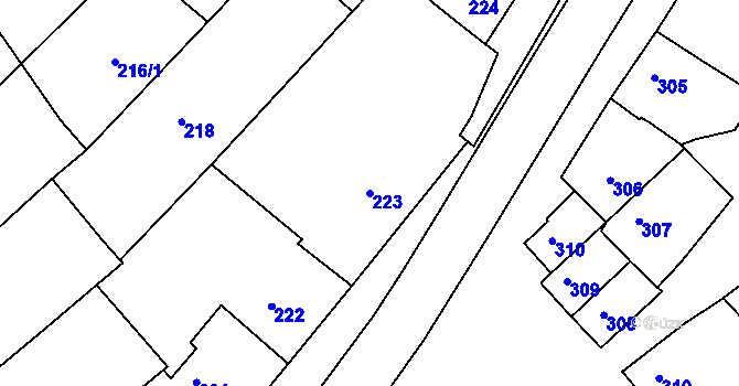 Parcela st. 223 v KÚ Chylice, Katastrální mapa