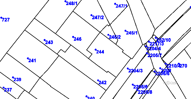 Parcela st. 244 v KÚ Chylice, Katastrální mapa