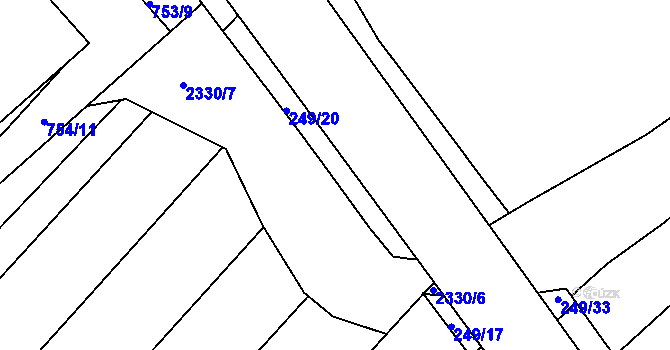 Parcela st. 249/19 v KÚ Chylice, Katastrální mapa