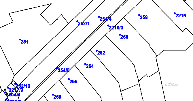 Parcela st. 262 v KÚ Chylice, Katastrální mapa