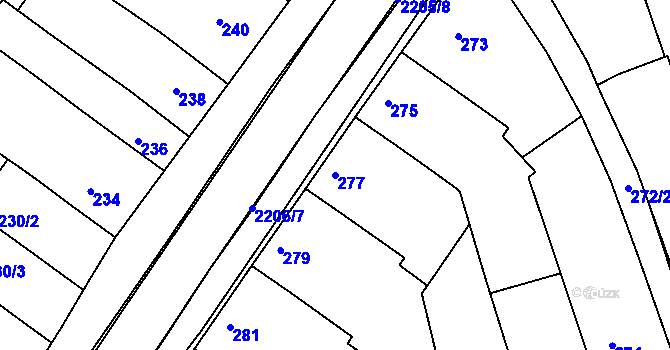 Parcela st. 277 v KÚ Chylice, Katastrální mapa