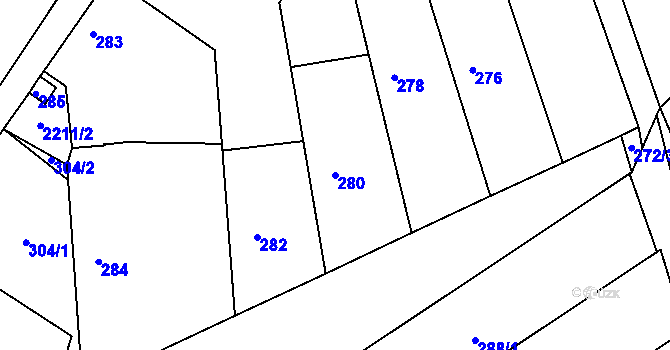 Parcela st. 280 v KÚ Chylice, Katastrální mapa