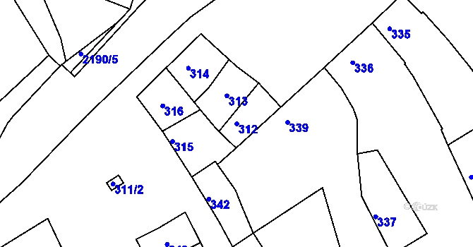 Parcela st. 312 v KÚ Chylice, Katastrální mapa
