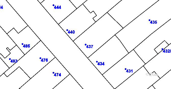 Parcela st. 437 v KÚ Chylice, Katastrální mapa