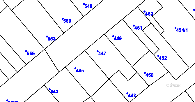 Parcela st. 447 v KÚ Chylice, Katastrální mapa