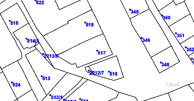 Parcela st. 517 v KÚ Chylice, Katastrální mapa