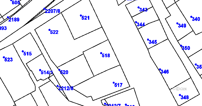 Parcela st. 518 v KÚ Chylice, Katastrální mapa