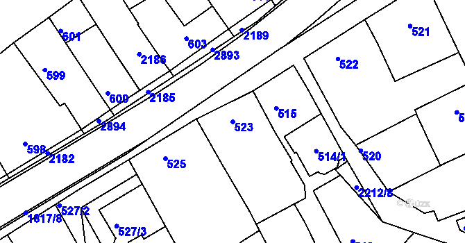 Parcela st. 523 v KÚ Chylice, Katastrální mapa
