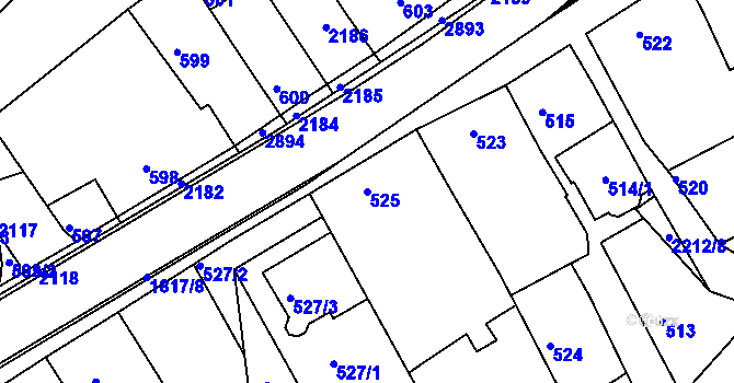 Parcela st. 525 v KÚ Chylice, Katastrální mapa