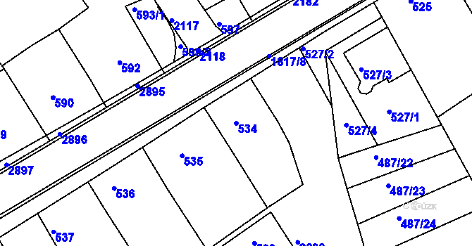 Parcela st. 534 v KÚ Chylice, Katastrální mapa
