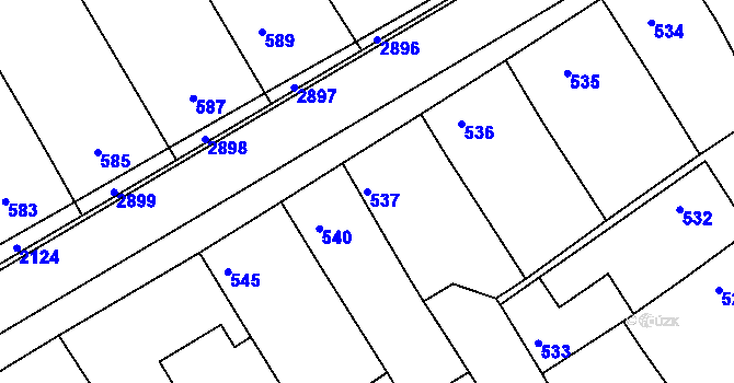Parcela st. 537 v KÚ Chylice, Katastrální mapa