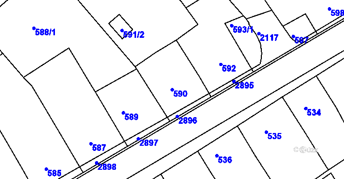 Parcela st. 590 v KÚ Chylice, Katastrální mapa