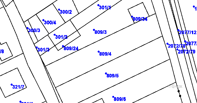 Parcela st. 809/4 v KÚ Chylice, Katastrální mapa
