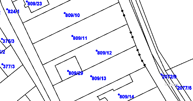 Parcela st. 809/12 v KÚ Chylice, Katastrální mapa