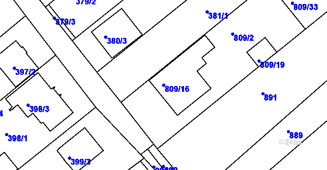 Parcela st. 809/16 v KÚ Chylice, Katastrální mapa
