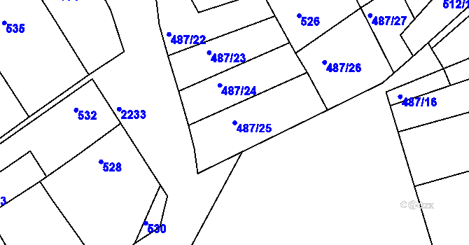 Parcela st. 487/25 v KÚ Chylice, Katastrální mapa