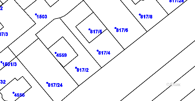 Parcela st. 817/4 v KÚ Chylice, Katastrální mapa