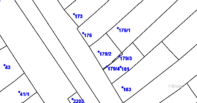 Parcela st. 179/2 v KÚ Chylice, Katastrální mapa
