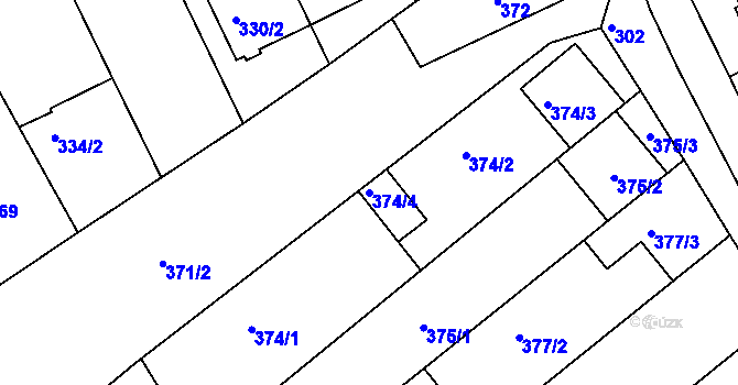 Parcela st. 374/4 v KÚ Chylice, Katastrální mapa