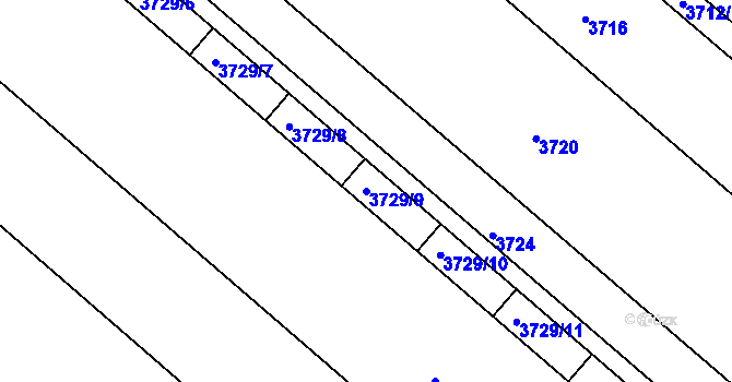 Parcela st. 3729/9 v KÚ Chylice, Katastrální mapa