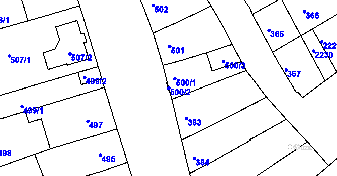 Parcela st. 500/2 v KÚ Chylice, Katastrální mapa