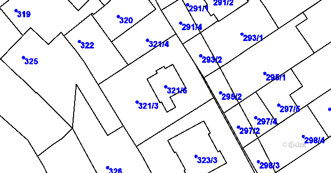Parcela st. 321/6 v KÚ Chylice, Katastrální mapa