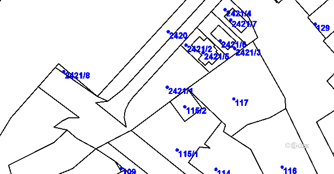 Parcela st. 2421/1 v KÚ Chylice, Katastrální mapa