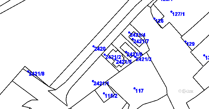 Parcela st. 2421/2 v KÚ Chylice, Katastrální mapa