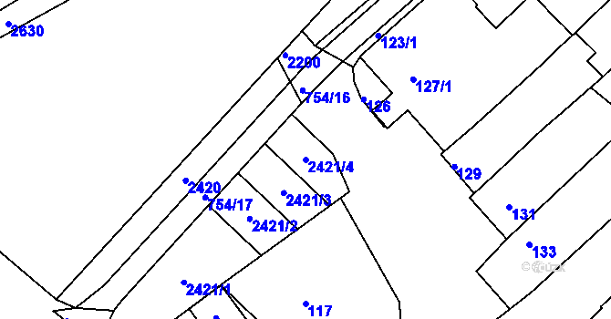 Parcela st. 2421/4 v KÚ Chylice, Katastrální mapa