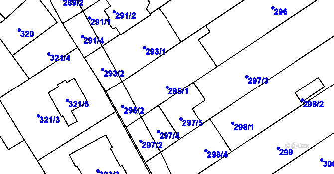 Parcela st. 295/1 v KÚ Chylice, Katastrální mapa