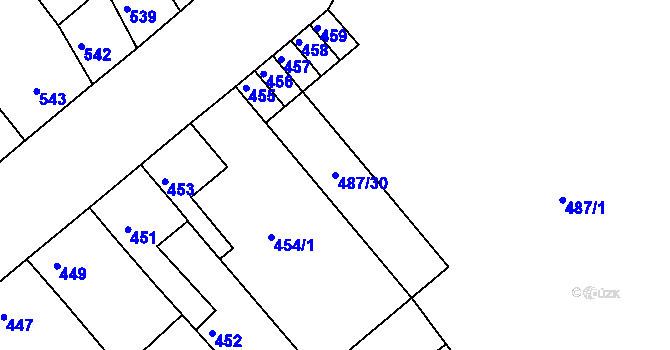 Parcela st. 487/30 v KÚ Chylice, Katastrální mapa