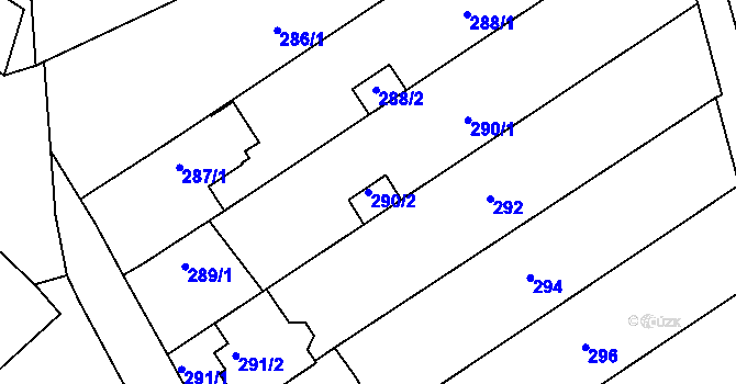 Parcela st. 290/2 v KÚ Chylice, Katastrální mapa