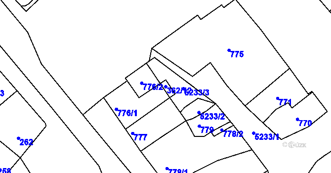 Parcela st. 362/12 v KÚ Ostrožská Nová Ves, Katastrální mapa