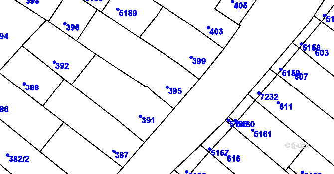 Parcela st. 395 v KÚ Ostrožská Nová Ves, Katastrální mapa