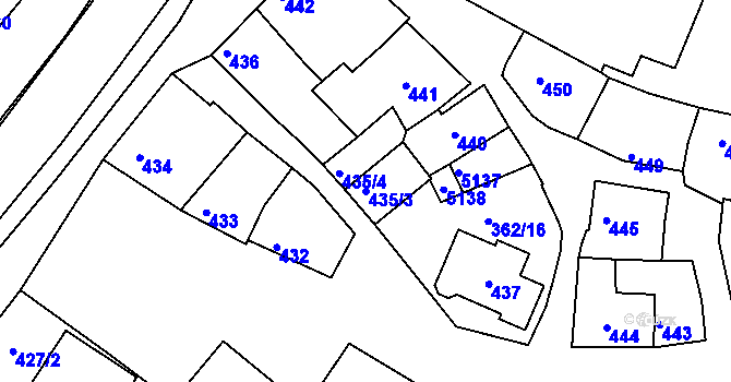 Parcela st. 435/3 v KÚ Ostrožská Nová Ves, Katastrální mapa