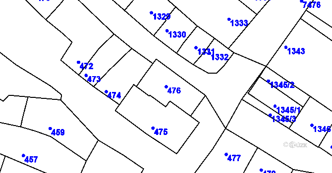 Parcela st. 476 v KÚ Ostrožská Nová Ves, Katastrální mapa