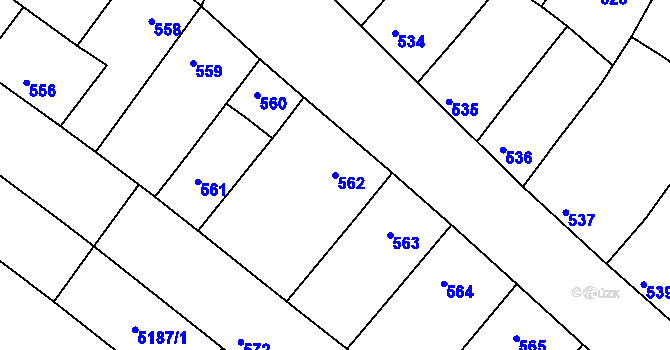 Parcela st. 562 v KÚ Ostrožská Nová Ves, Katastrální mapa