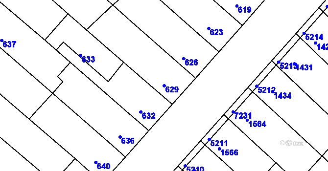 Parcela st. 629 v KÚ Ostrožská Nová Ves, Katastrální mapa