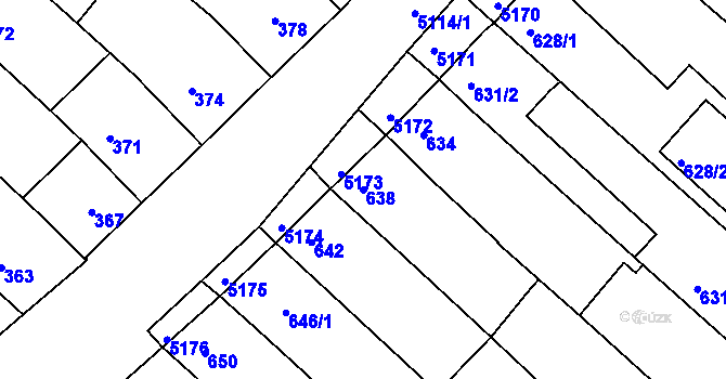 Parcela st. 638 v KÚ Ostrožská Nová Ves, Katastrální mapa