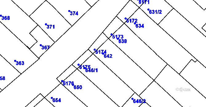 Parcela st. 642 v KÚ Ostrožská Nová Ves, Katastrální mapa