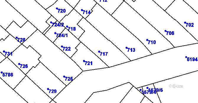 Parcela st. 717 v KÚ Ostrožská Nová Ves, Katastrální mapa